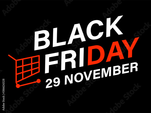 Black friday sale 29 november  banner with cart