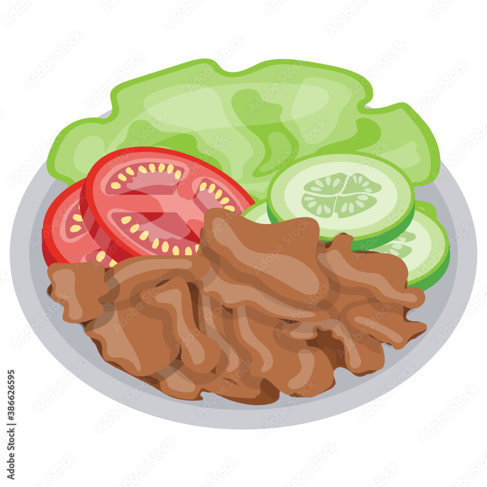 Sausages pieces accompanied with fresh vegetables whole image for sausage salad icon
Sausages pieces accompanied with fresh vegetables whole image for sausage salad icon