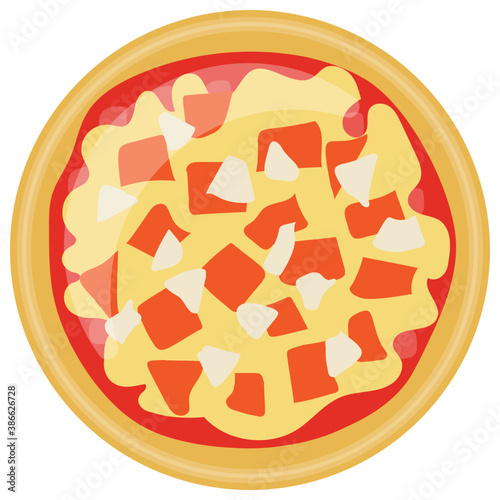 
Icon denoting pepperoni pizza by showing crust sprinkled with cheese and garlic cloves
