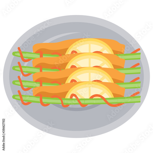 
Round balls on skewers denoting icon for dango 
