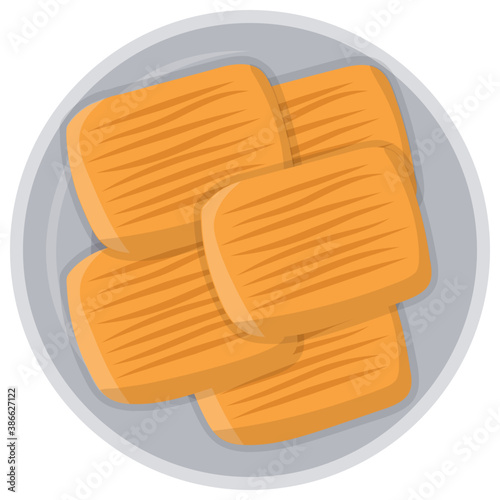 
A plate filled with brown cookies denoting icon for crispy whole wheat biscuits
