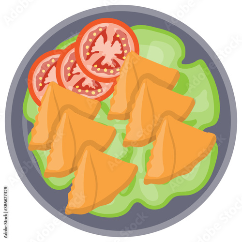 
An icon denoting samosa with green chutney 
