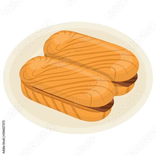 
Yellow bread placed over each other in form of sandwich making icon for hot dog sandwich 
