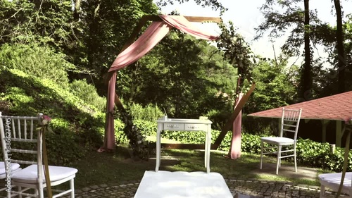 Beautiful wedding decoration with pink color