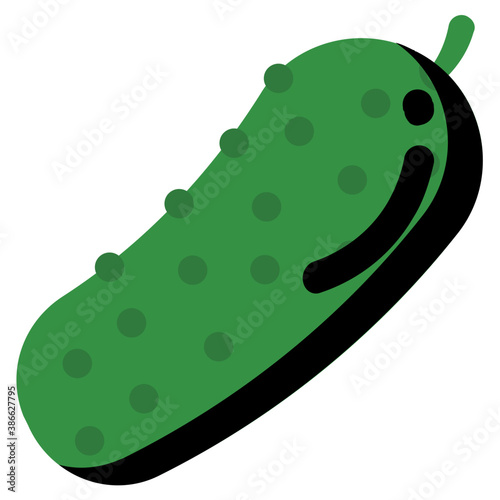 
A long shaped vegetable with dotted pattern making cartoon icon for bitter gourd 
