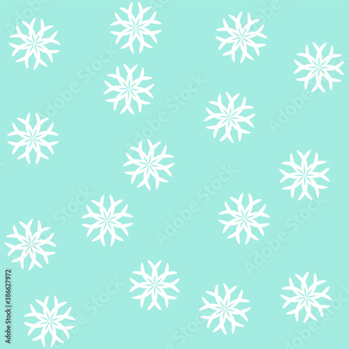Seamless vector 10 eps snowflakes pattern. Chaotic snowflake elements blue background. For design, fabric, textile, web, wrapping.