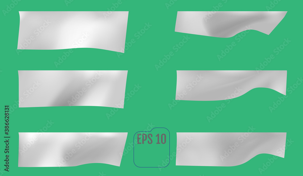White textile banner with folds template White textile banner with folds template