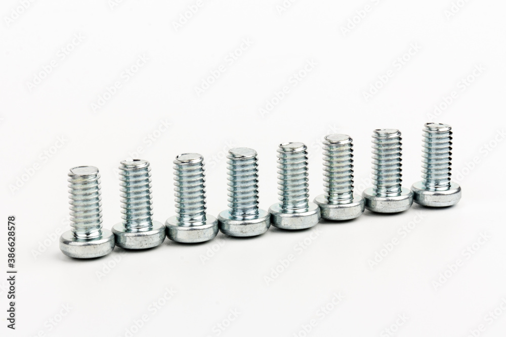 metal steel bolts isolated on white background metal steel bolts isolated on white background