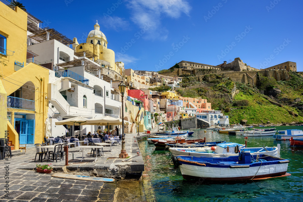 Fototapeta premium Procida island, Italy, Marina di Corricella seaside