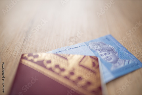 Malaysian National Bank on the One Ringgit Note Inside a Sweden Passport