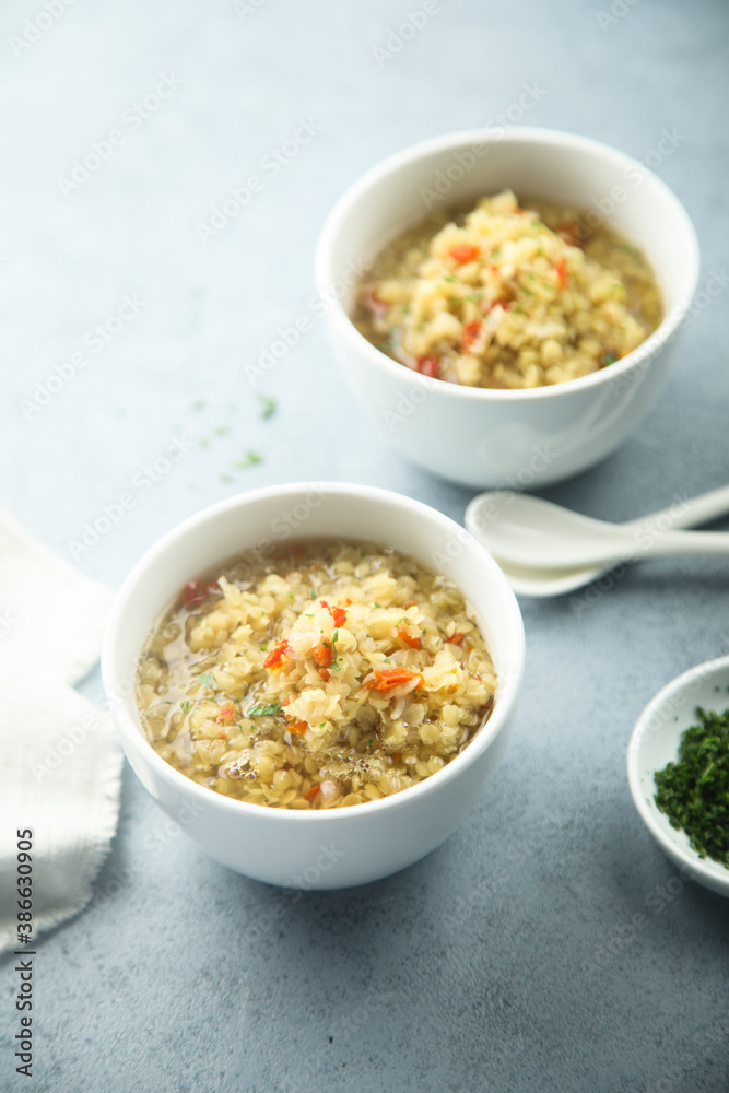 Healthy homemade lentil soup with vegetables Healthy homemade lentil soup with vegetables