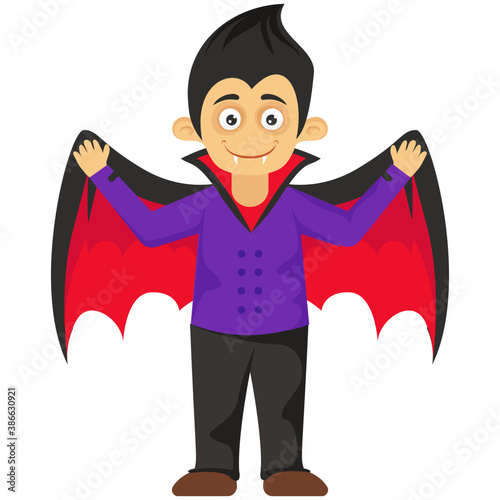 
Human avatar dressed in bat wings and bat eye mask with devil horns, evil batman character for halloween
