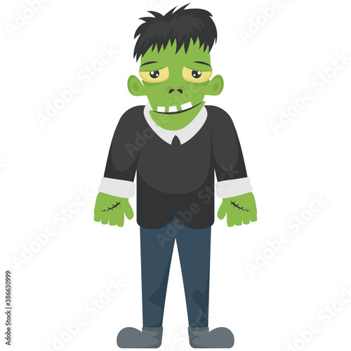 
Halloween zombie with blood red eyes and open mouth,
