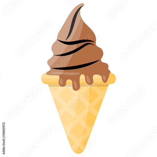 
Light blue ice cream cone with thick chocolate topping known as blue moon ice cream rich in taste and best fro dessert 
