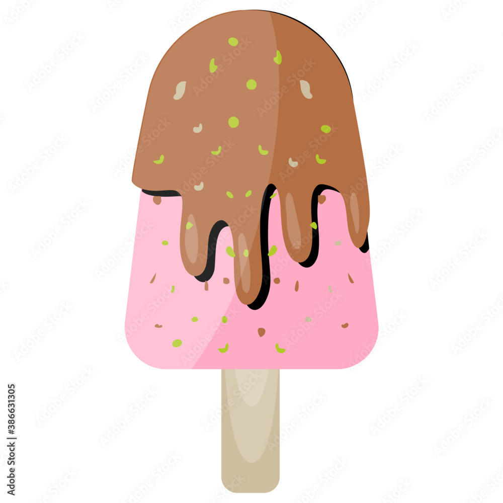 Deep chocolate dipped ice cream stick with toppings of nuts, chocolate fudge ice cream
Deep chocolate dipped ice cream stick with toppings of nuts, chocolate fudge ice cream