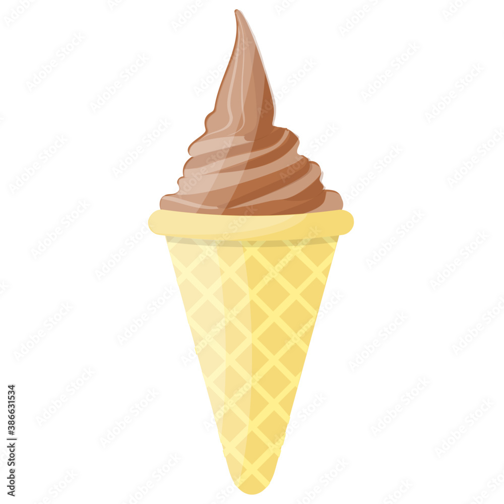 
A wafer cone having thick chocolate ice cream characterizing chocolate cone 
