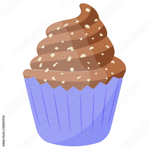 
A dark and thick chocolate frozen dessert in a paper cup representing chocolate ice cream 
