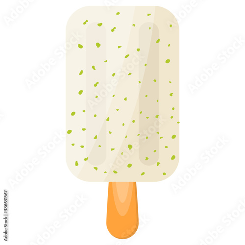 
Freshly white ice cream mixed with pistachio on a stick to make a healthy dessert
