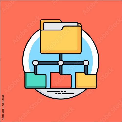 
A folder attached with further subfolders making connection with each other depicting network folders 

