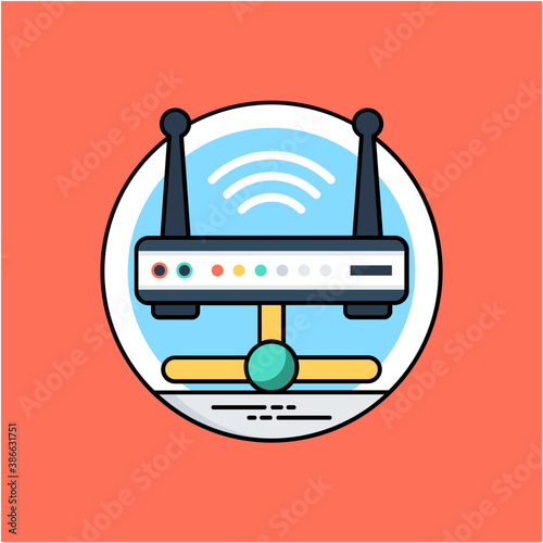 
An internet modem with antennas and signals characterizing wireless connection
