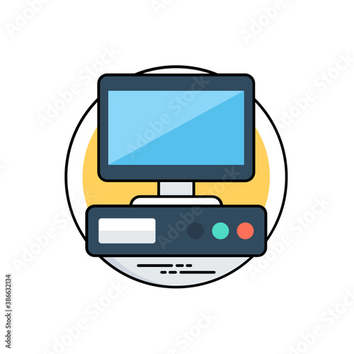 
Electronic gadgets with screen in a icons showing an idea of network devices 

