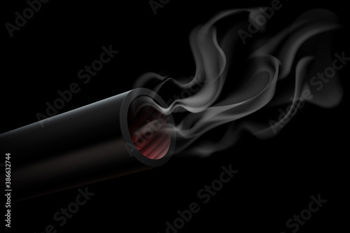 Gun smoke on black background