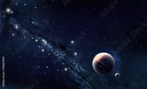 Background starry sky milky way planet and stars