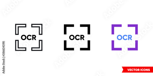 General OCR icon of 3 types color, black and white, outline. Isolated vector sign symbol. photo