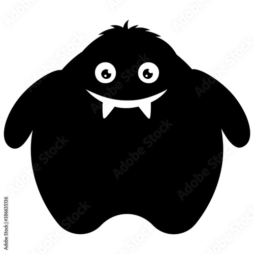 
A one eyed red monster with small horns on head and open mouth, furry fuzzy monster 
