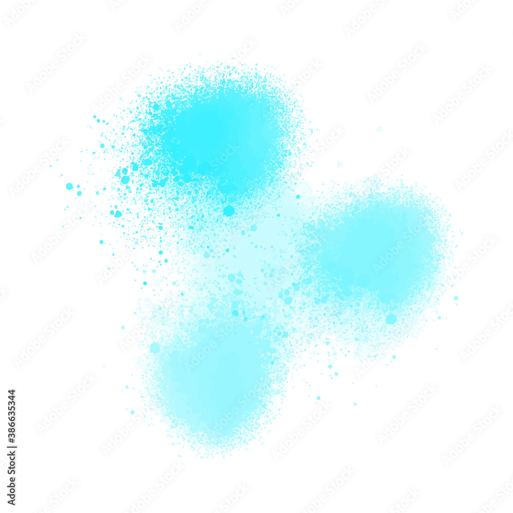 Fototapeta premium Blue watercolor splatters on white background