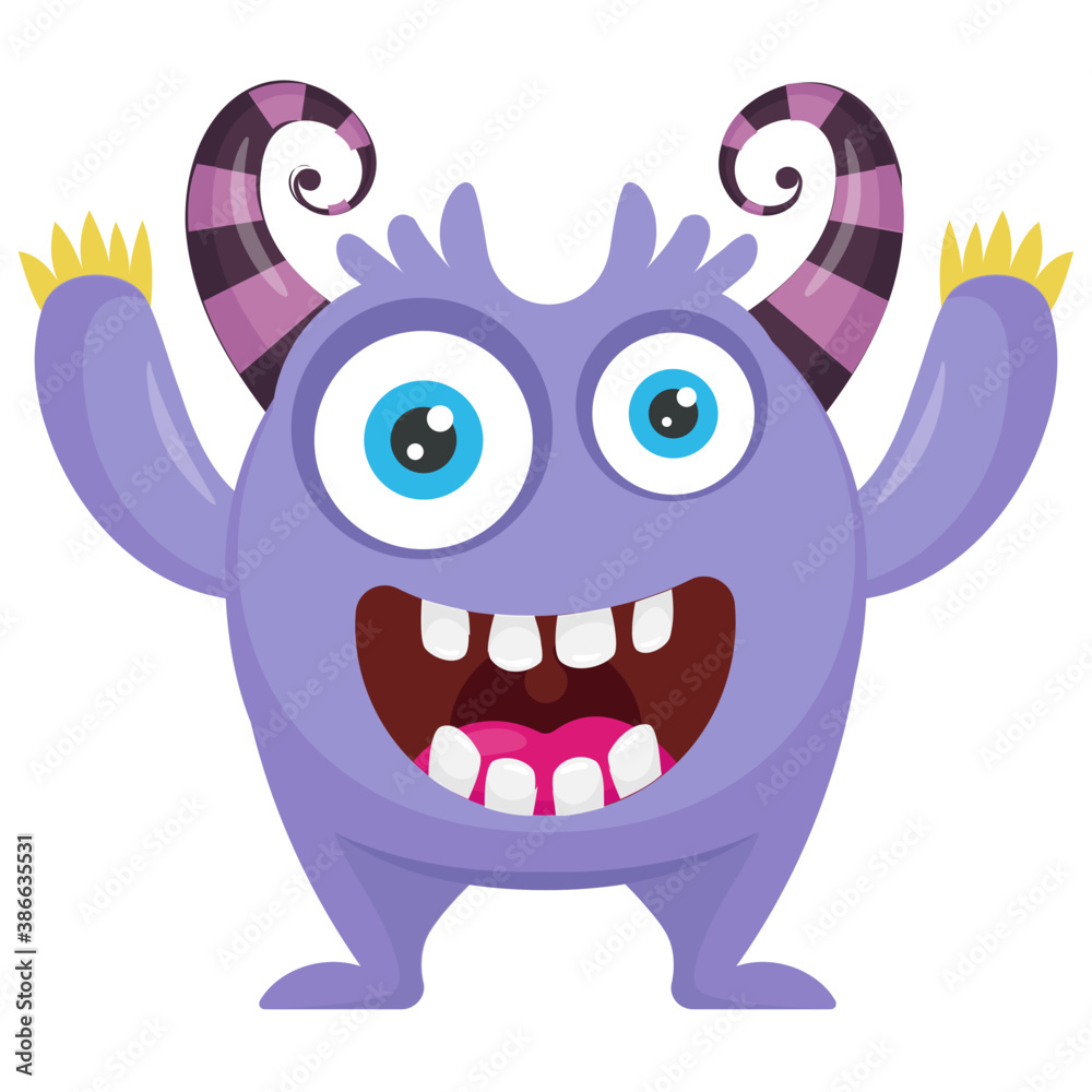 
A small horrifying creature with bulging eyes, horns and up hands representing alien victory monster 
