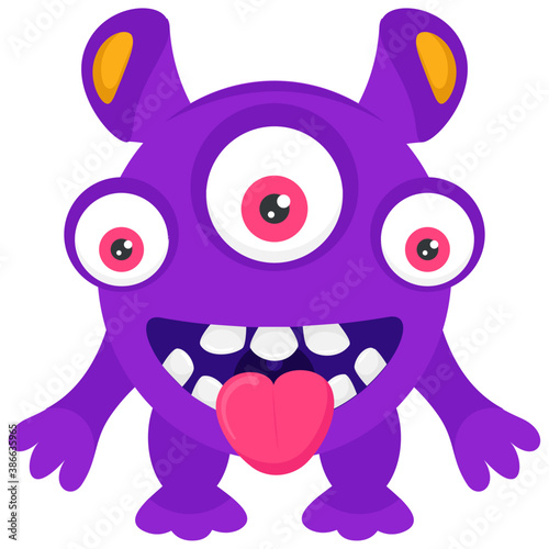 

A creepy fat creature with big eyes and ears having its teeth out, depicting heavy face monster 
