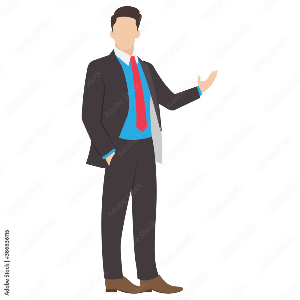Main in official suting of tie and coat opening one arm in welcoming motion, signaling businessman icon
Main in official suting of tie and coat opening one arm in welcoming motion, signaling businessman icon