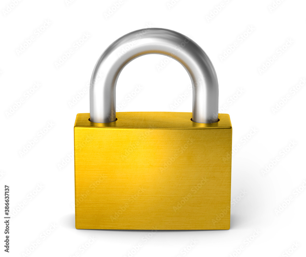 Closed lock. The padlock. isolated on white background. 3d render Closed lock. The padlock. isolated on white background. 3d render