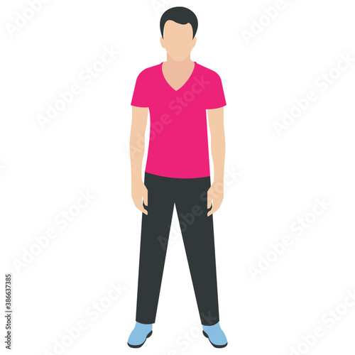 
A guy stylishly dressed up wearing denim upper, shoes and t shirt with chino jeans, looking away and presenting walking gesture 
