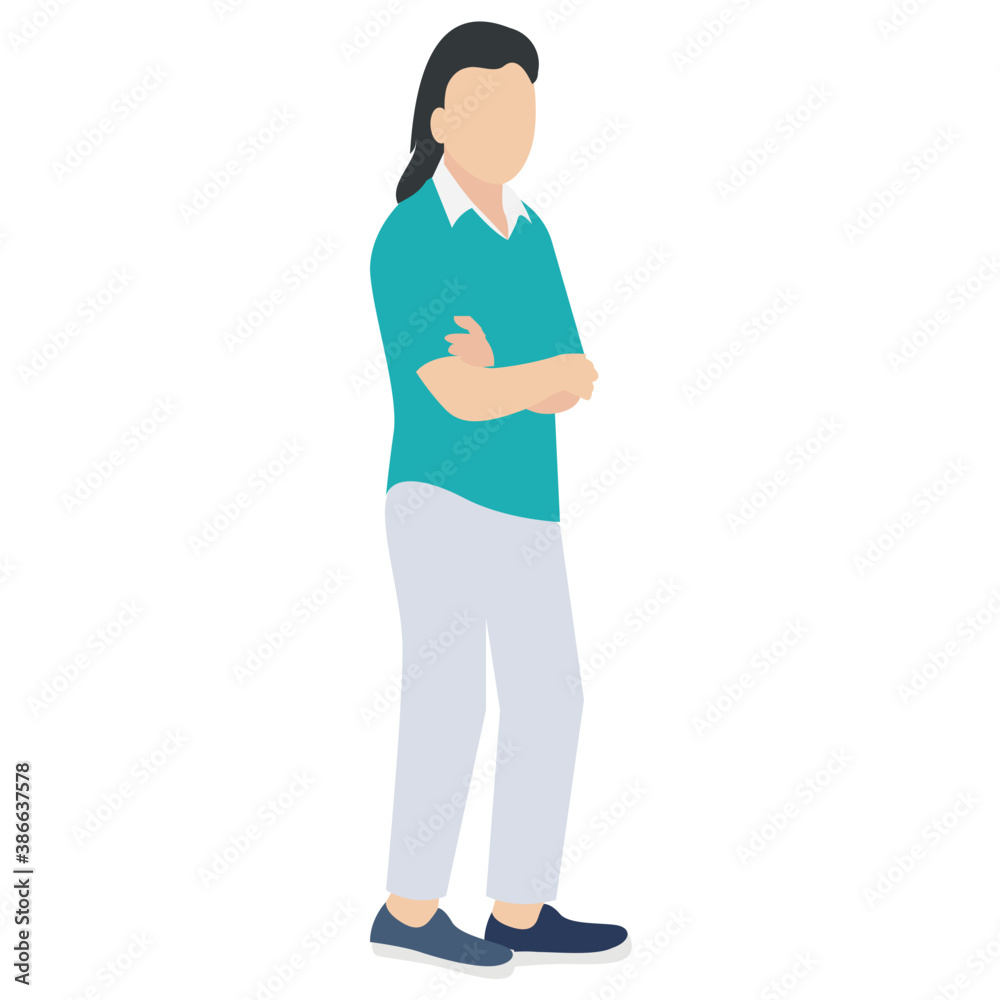 A female in stylish yet decent top standing with folding hands, icon for stylish businesswoman
A female in stylish yet decent top standing with folding hands, icon for stylish businesswoman