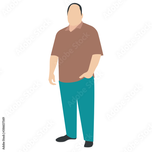 
Fat man in casual dressing standing in front pose 
