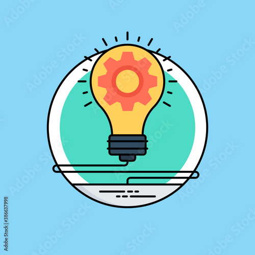 
Light raising bulb with gears inside attached to a wire offering idea generation concept 
