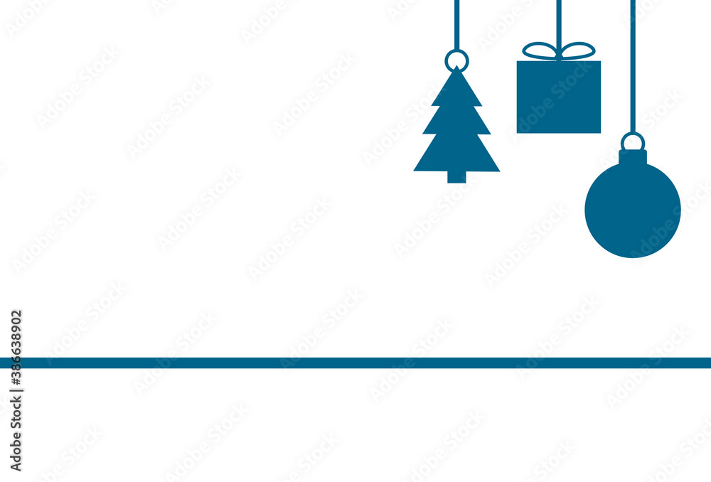 Einfache Weihnachtskarte mit blauer Weihnachtsdeko Einfache Weihnachtskarte mit blauer Weihnachtsdeko