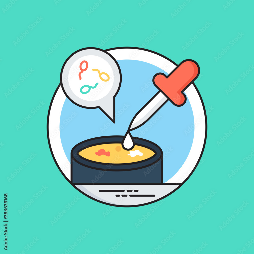 A petri cup with dropper and sperms sample indicating lab testing icon
A petri cup with dropper and sperms sample indicating lab testing icon