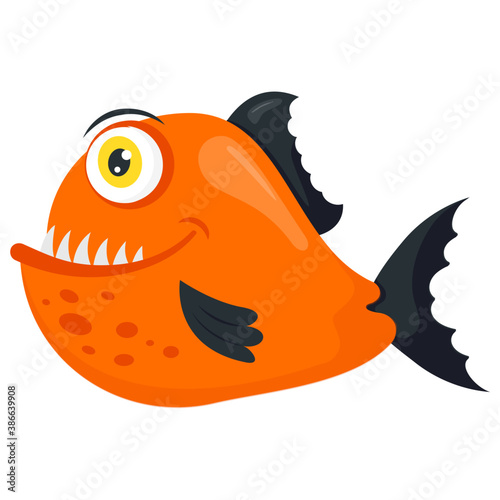 
A sea animal in orange and strips design on body depicting clown fish 
