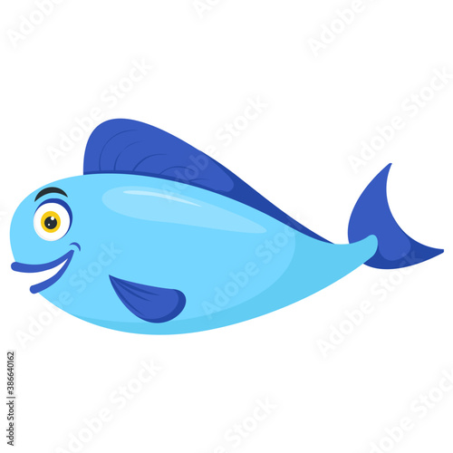  A blue color famous fish in marine with spout nose depicting blue tang fish 
