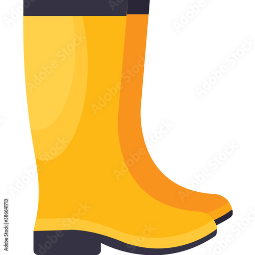 
A yellow pair of footwear high in size covering ankles and legs depicting high boots 
