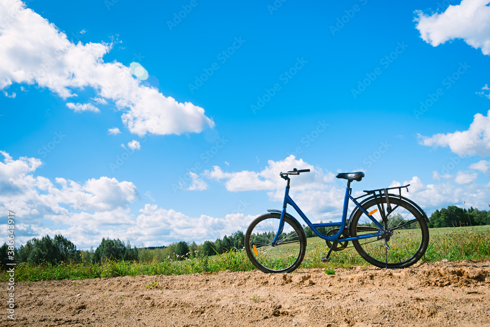 Bicycle on the background of beautiful nature countryside