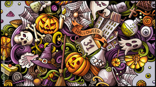 Happy Halloween day doodle illustration