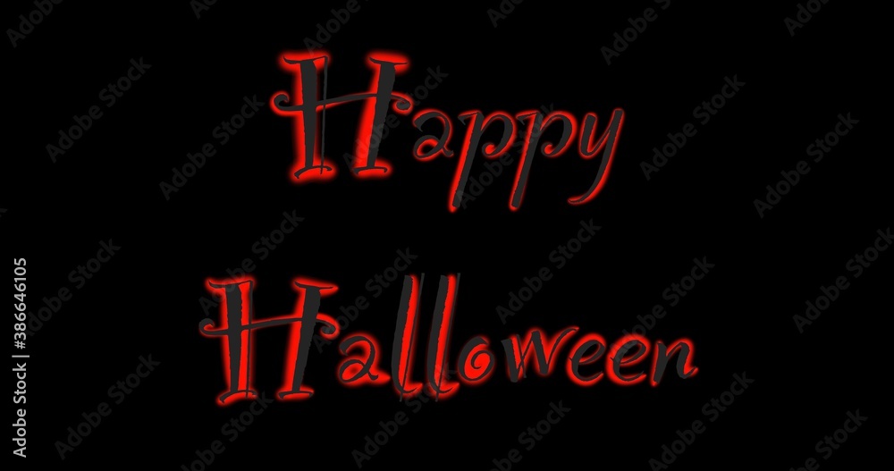 neon sign with happy halloween lettering