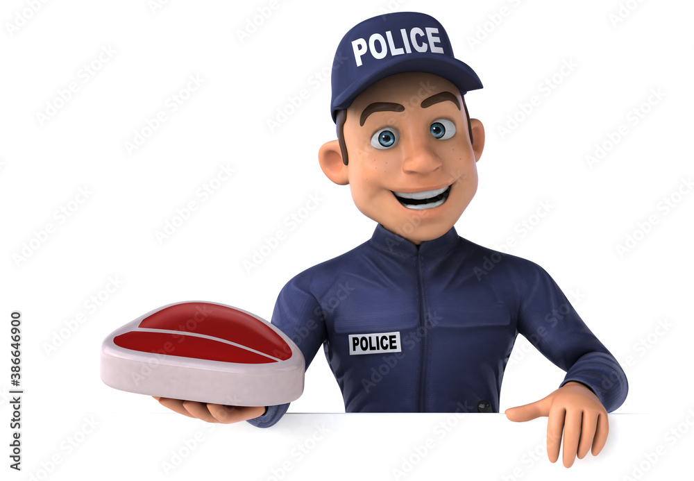 Fun 3D illustration of a cartoon Police Officer Fun 3D illustration of a cartoon Police Officer