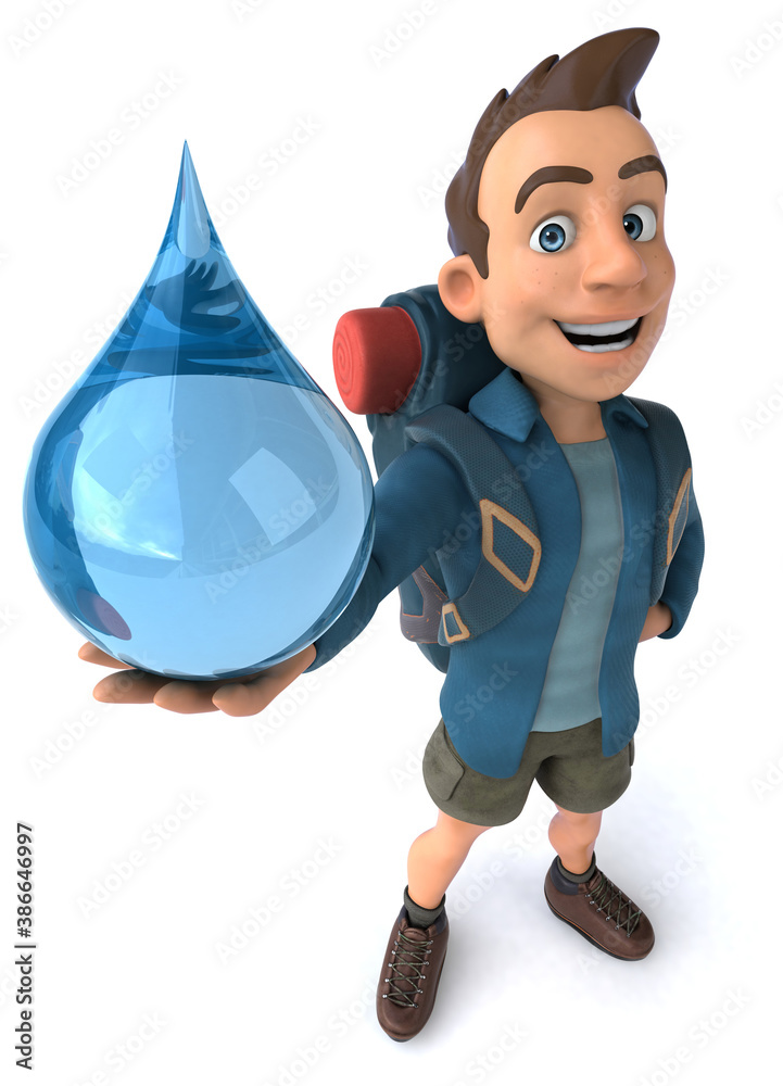 Fun illustration of a 3D cartoon backpacker Fun illustration of a 3D cartoon backpacker
