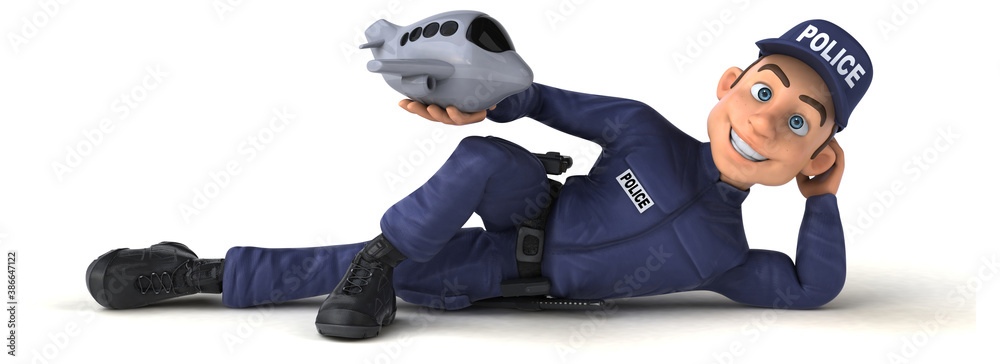 Fun 3D illustration of a cartoon Police Officer Fun 3D illustration of a cartoon Police Officer