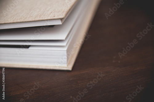Beautiful beige linen high end coffe table book with thick pages